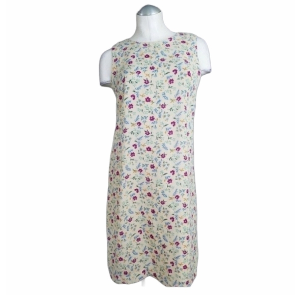 3/$25 Maggy London 4 Tan Floral Dress Sleeveless - Picture 1 of 6